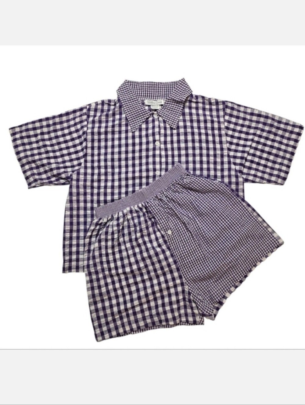 Willow Creek Pajamas Shirt & Shorts Loungewear Sleep Set Purple White Size Small